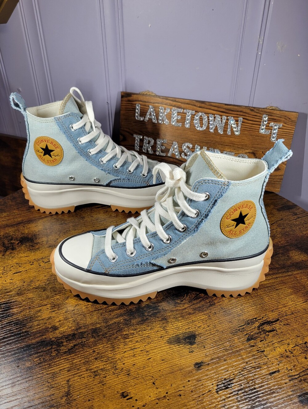 Converse Light Blue jean material  Chuck Taylor High-Top Platform
